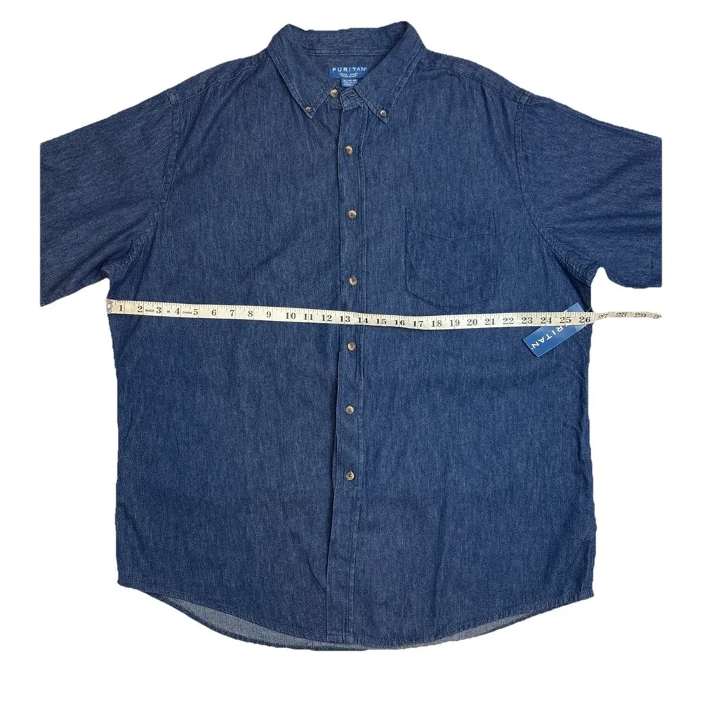 Puritan Denim Button Up Short Sleeve Shirt Mens Size XL